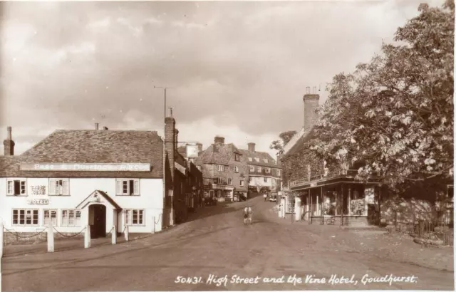 High Street Vine Hotel Pub Goudhurst unused RP pc 1953 Sweetman