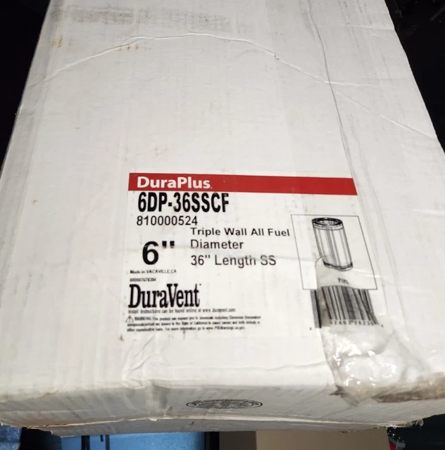 DuraPlus | 6DP-36SSCF | 6'' x 36'' Stainless Steel Chimney Pipe Triple Wall
