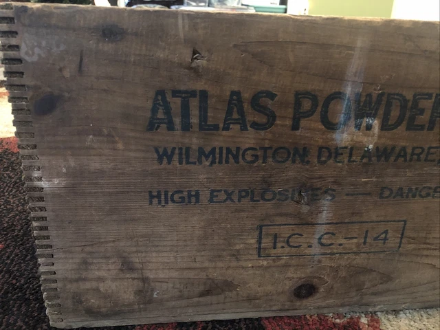 Atlas Powder Co. Empty Wood Crate Box High Explosives Electric  Blasting Caps 2