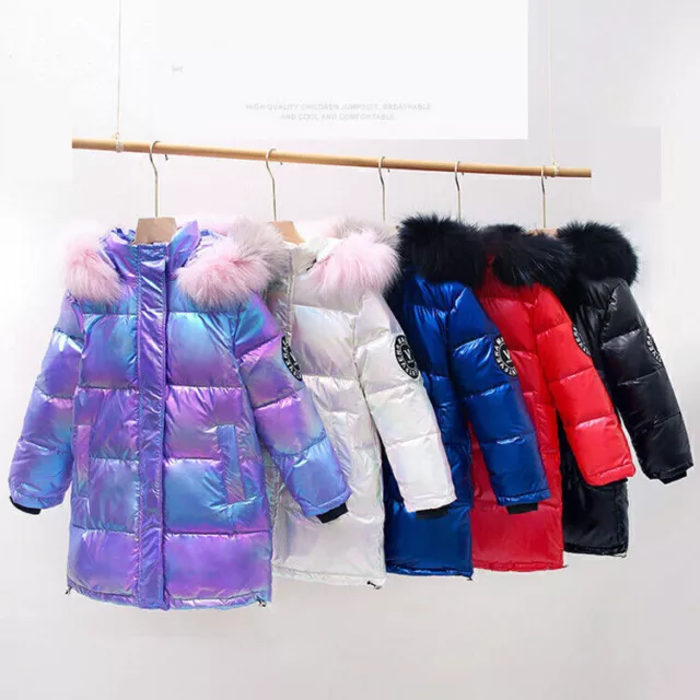 Kids Winter Coat Hooded W/Faux Fur Boys Girls Parka School Jackets Warm Outwear*