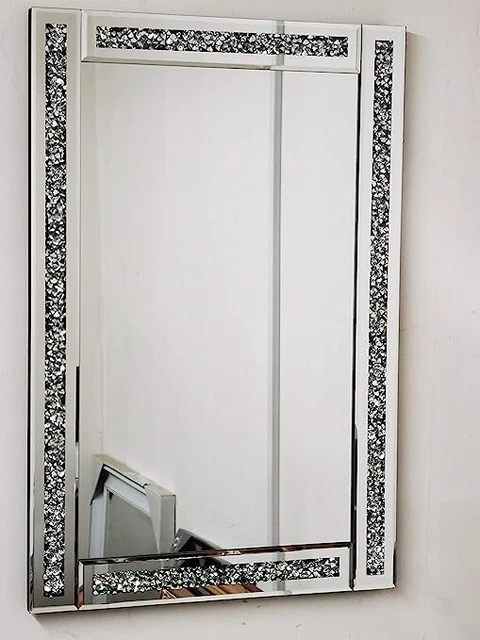 Crushed Diamond Glass Jewel Wall Mirror Loose Shiny Bling Ornament Home Decor