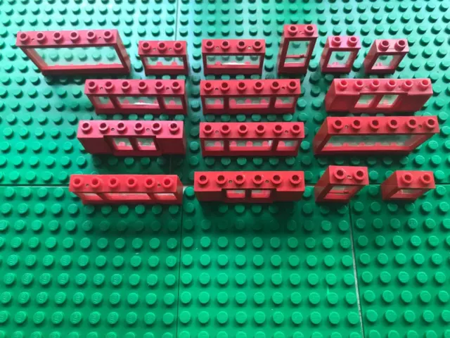 Lego: Lot de 16 fenêtre, portes Rouges de toute dimension.