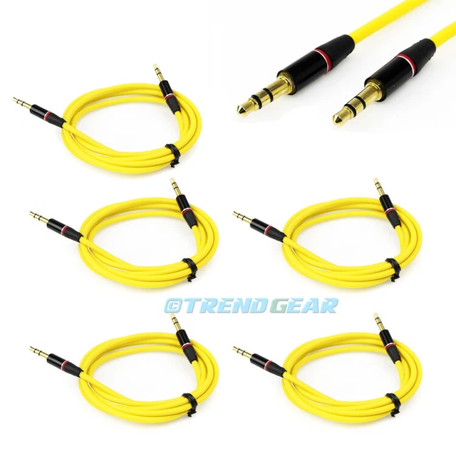 5X 3.5Mm Aux Auxiliary Straight Audio Cable Yellow For Lumia 820 Z10 Z30 Droid