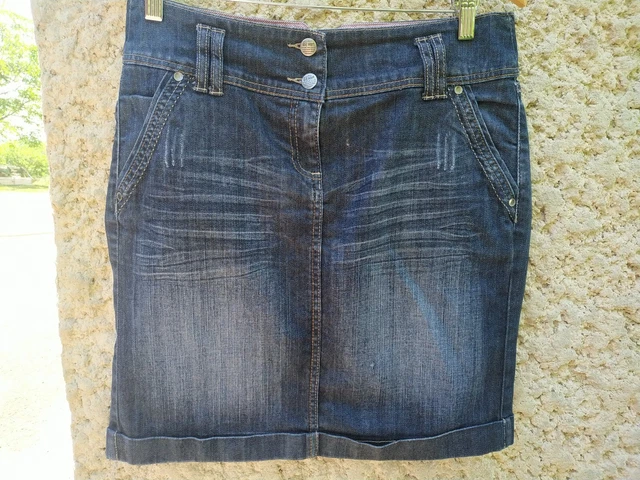 JUPE en Jean femme ado taille 42 marque Cache cache Effet used été toutes saison