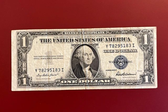 1935 Series F One Dollar Blue Seal Note Silver Certificate Old US Bill $1 Money