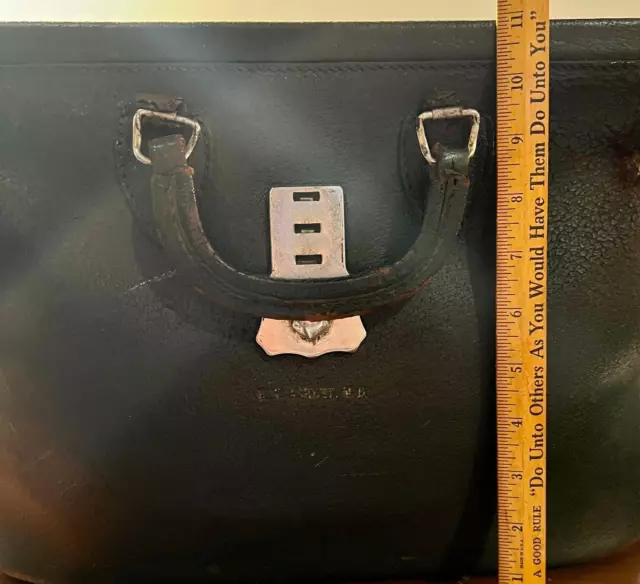 Vintage Black Textured Leather Doctor’s Bag by Kruse Lock Works but no key
