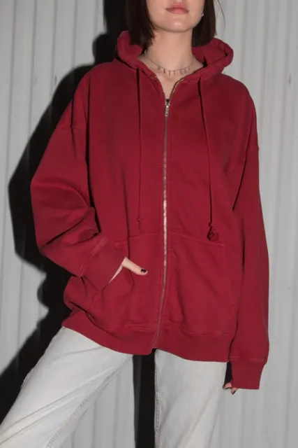 BRANDY MELVILLE RED oversize zip up Christy hoodie NWT sz L/XL