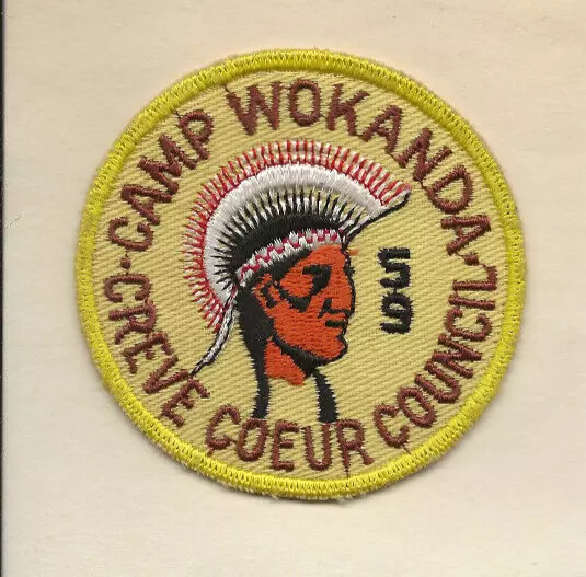 CREVE COEUR COUNCIL / 1959 CAMP WOKANDA Patch - Boy Scout BSA B-16