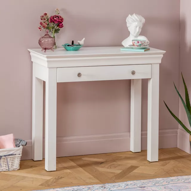 Wilmslow White Painted 1 Drawer Dressing Table - Compact Narrow Desk - WLM16