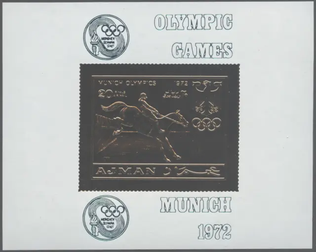 Ajman 1971 "Olympiade München" Springreiter, MiNr Block 292