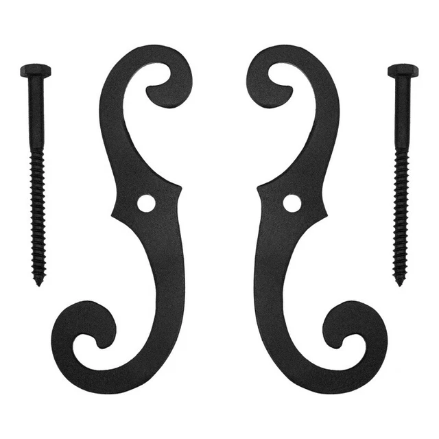 Renovators Supply Black Cast Iron Shutter Dog Holders 6.5" L'S Style with Screws