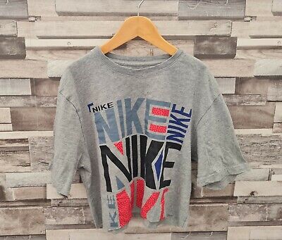 Grey Nike 90'S Athletic Sports Reworked Customised Festival Crop Dance Top 10-12