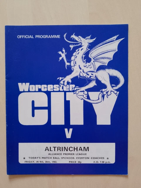 WORCESTER CITY V Altrincham, Alliance Premier League, 1981/2 £1.99