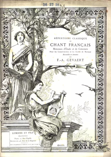Gevaert. Repertoire Classique Du Chant Francais N°36-37-38 Trois Ariettes Gluck