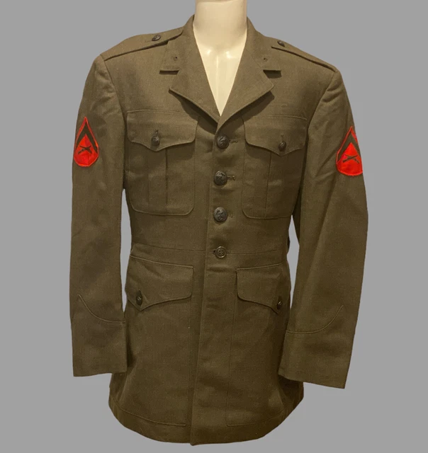 MARINE CORPS USMC Green Service Alpha Dress Uniform Jacket Size 37 S £