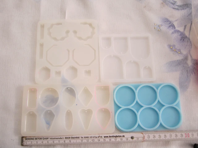 4 tlg. Set Silikonform Gießform Anhänger Holografisch Ohrringe Epoxidharz Resin