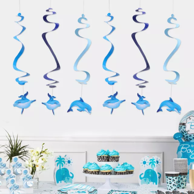 12 Pcs Dolphin Party Supplies Swirls Decoracion Baby Shower Para Niña Spiral