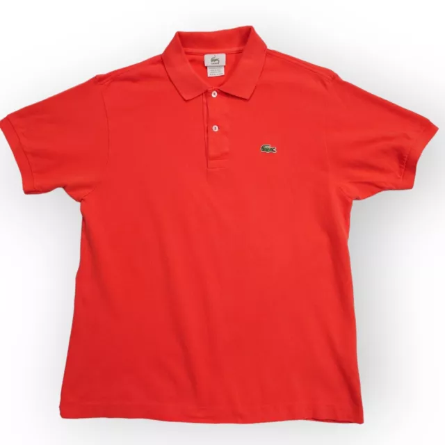 Lacoste Polo Shirt Mens 5 L Red Short Sleeve Casual Stretch Preppy Golf Pique