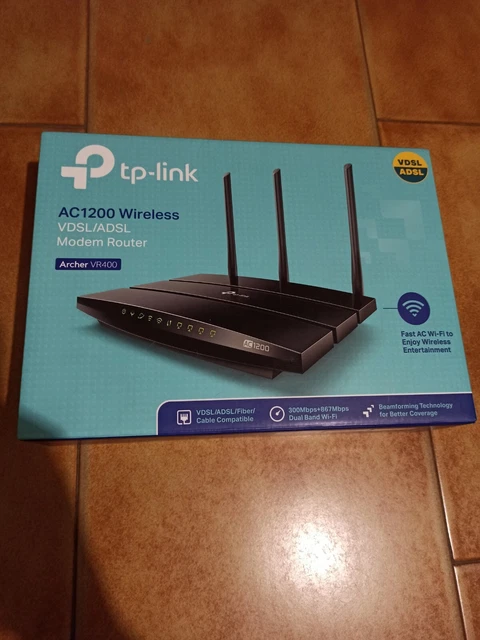 TP-LINK Archer VR400 AC1200 Wireless Dual Band VDSL ADSL Modem Router 4 Port LAN