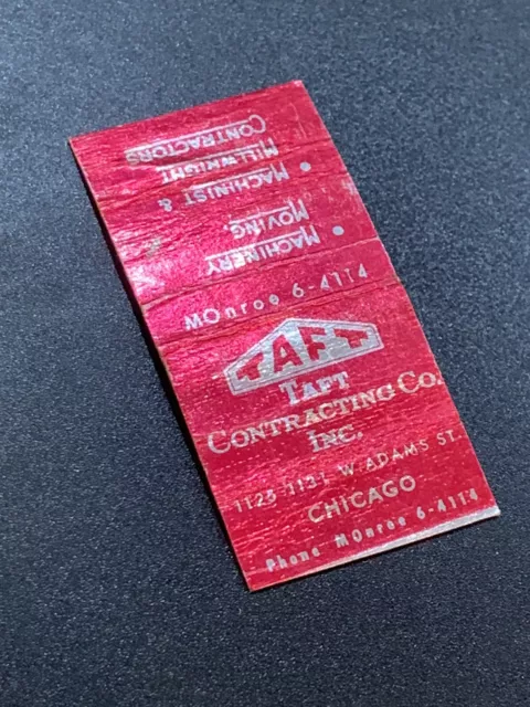 Vintage Illinois Bobtail Matchbook: “Taft Contracting Co” Chicago, IL