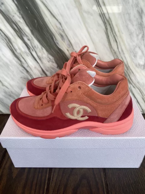 CHANEL PINK And Red suede sneakers runners trainers Size 36 EU 6 US $899.00  - PicClick