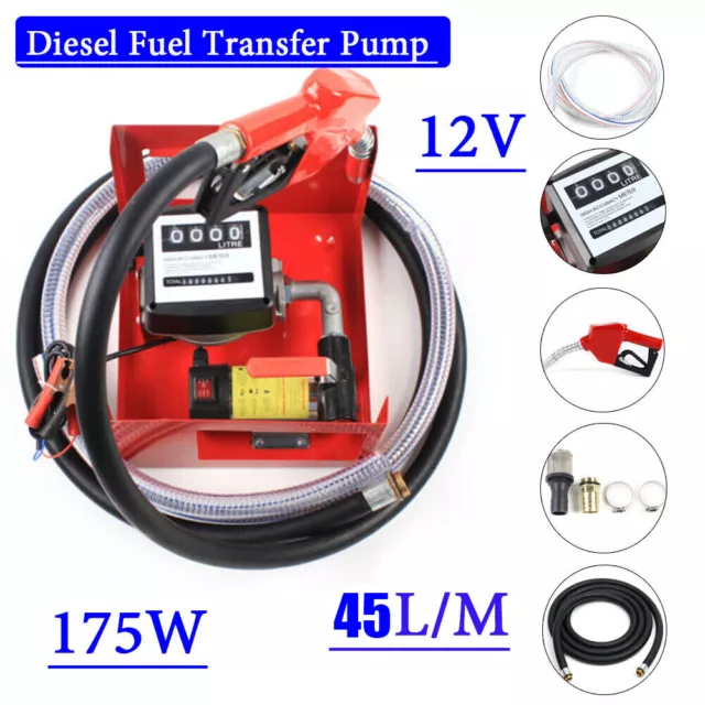 0-45L/M Electric Fuel Transfer Pump for Diesel Kerosene Oil w/ Hose & Nozzle USA