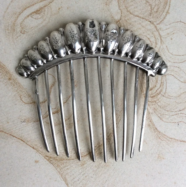 Ancienne épingle à Cheveux / Peigne Diadème En Argent Massif - Occasion - Bijou Vintage