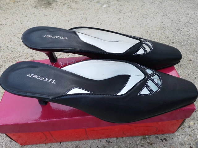 ESCARPINS À TALON ouvert noirs AEROSOLES talon cm taille 40