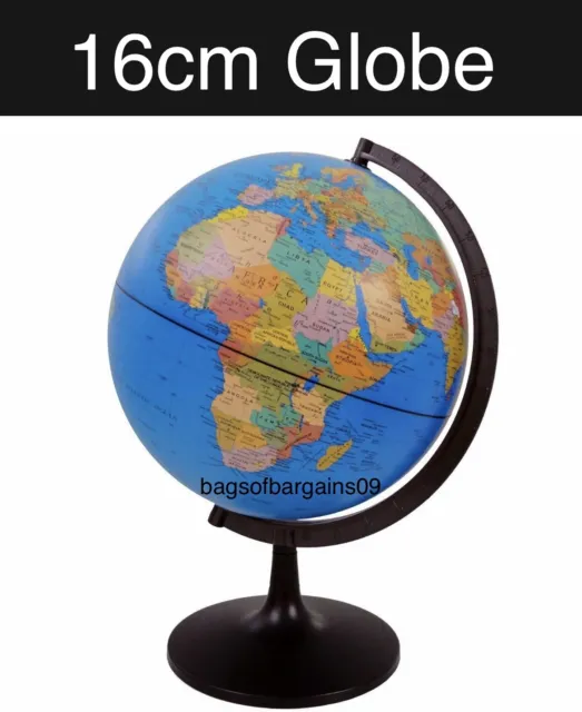 16 Cm Globe World Map Atlas Revolving With Stand Educational Uk Seller