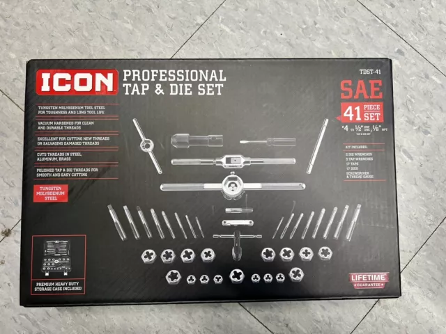 ICON TDST-41 SAE Tap and Die Set, 41-Piece 59158 New Sealed