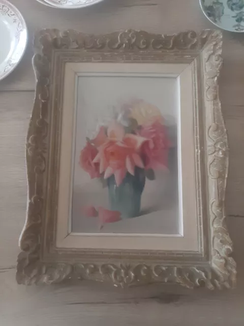 bouquet de fleurs peinture paul seston nantes cadre bois sculpte montparnasse