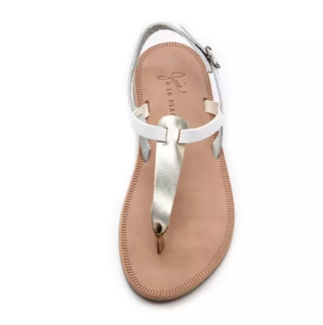 Joie A La Plage Topanga Gold and White Metallic Flat Sandals 7.5