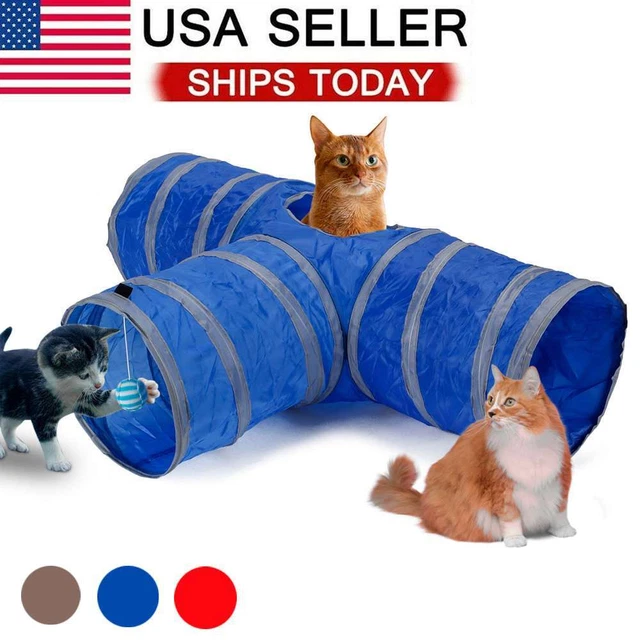 COLLAPSIBLE CAT PET Tunnel 3 Interactive Indoor Cats Peek Hole Kitten