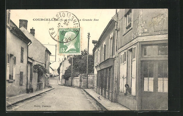 CPA Courcelles, La Grande Rue 1925