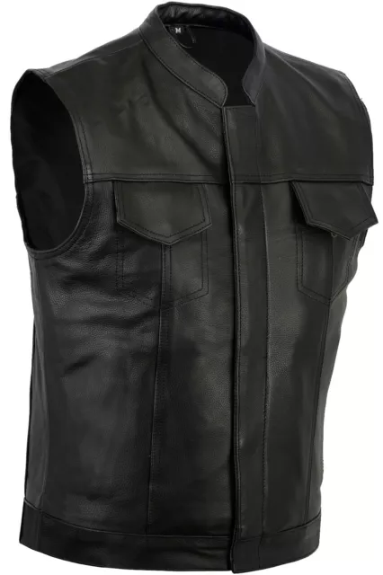 Australian Bikers Gear Men's Sons of Anorchy Motorcycle Leather Vest Waistcoat