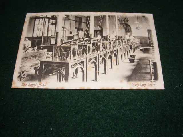 Vintage Postcard Royal Mint The Weighing Room Engineering Industry By Wrench