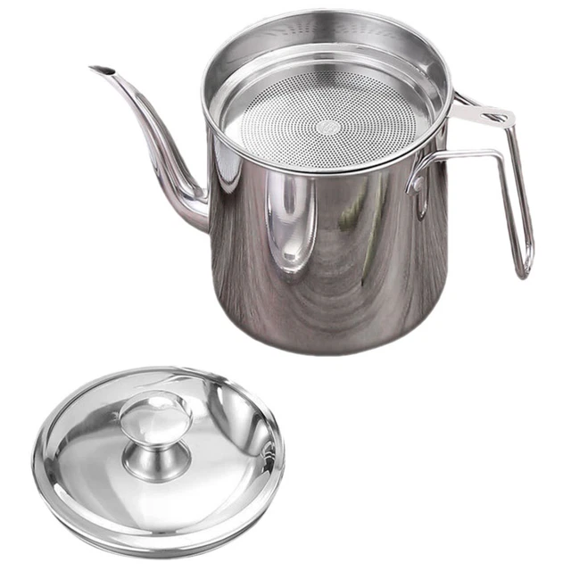 Kitchen Oil Container Stainless Steel Oil Pot Container Lid Daily Use