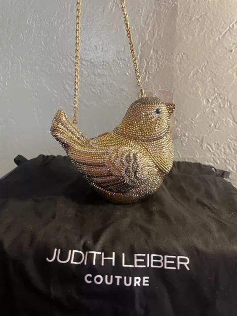 Judith Leiber Gold Finch Crystal Pavé Bird Minaudière Hard Case