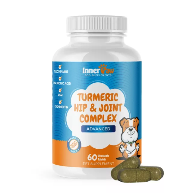 Inner Paw Turmeric Hip & Joint Advanced Complex for Dogs - 60 Chewable Tablets