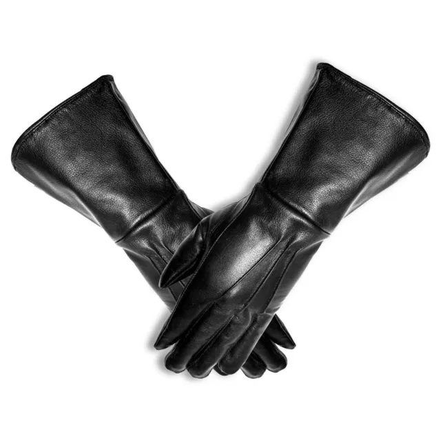 Men Leather Gauntlets Medieval Renaissance Larp Long Cuff Gloves