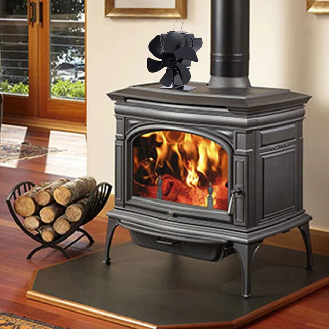 Ventilador de horno negro arranque automático accionado térmicamente 6 cuchillas aluminio combustión