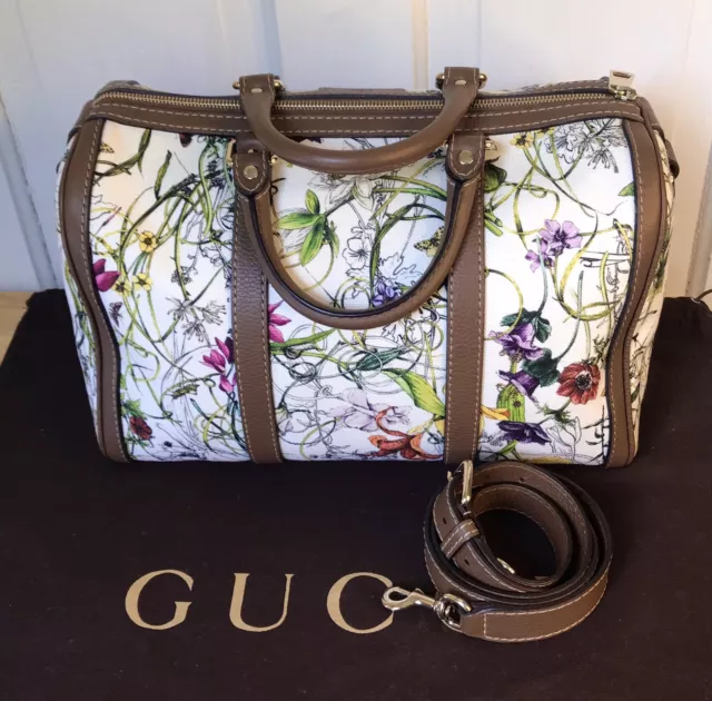 Gucci Rare Flora Boston Handbag Medium Floral Butterfly 2 Way Shoulder Tote Bag Gucci Rare Flora Boston Handbag Medium Floral Butterfly 2 Way Shoulder Tote Bag
