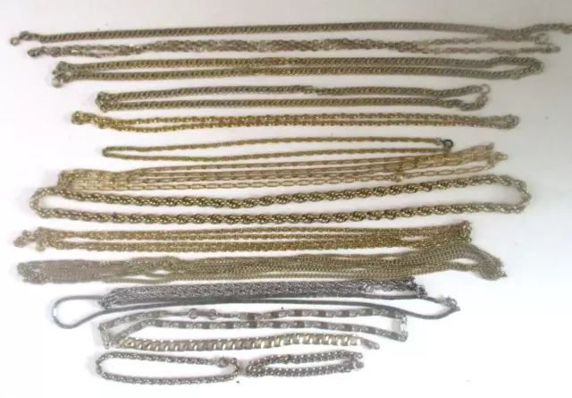 16 Gold & Silver Tone Metal Necklace Chains Bracelets Various Lengths Thickness