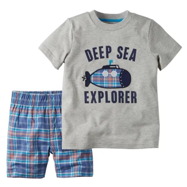 Carters Infant Boys 2-Piece Deep Sea Explorer T-Shirt & Plaid Short Set