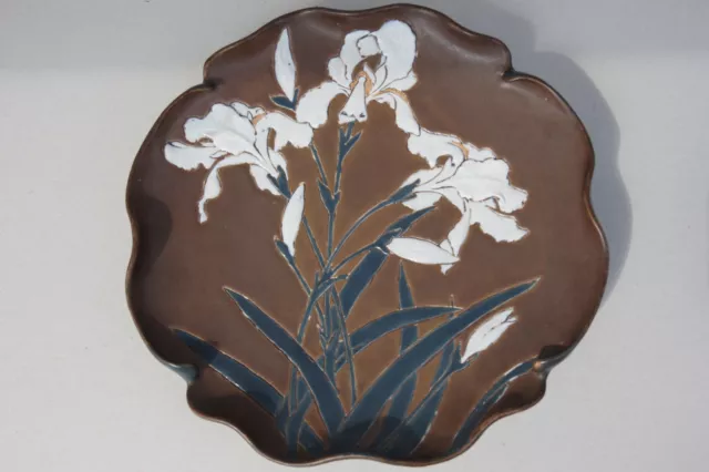 Assiette murale grès émaillé Sarreguemines Victor Kremer Art Nouveau Jugendstil