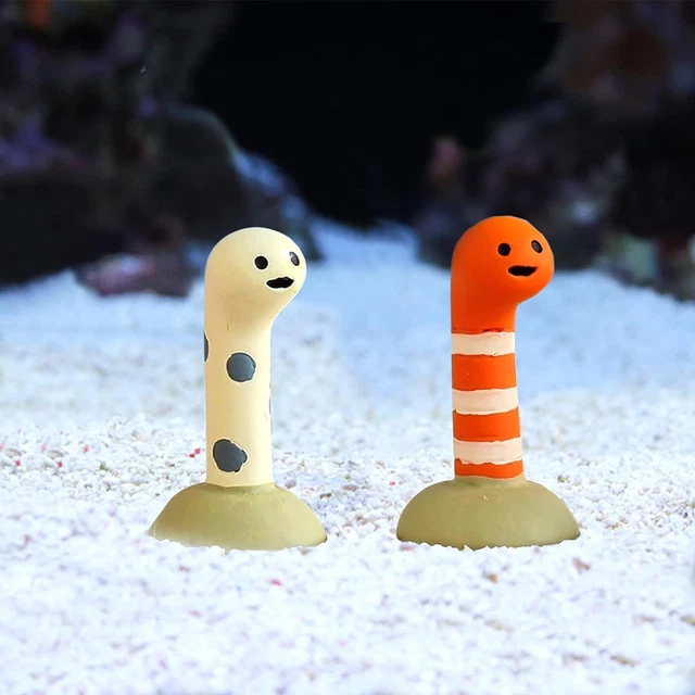 FuninCrea 2 Pcs Mini Aquarium Ornaments, Cute Resin Fish Tank Decoration Moray