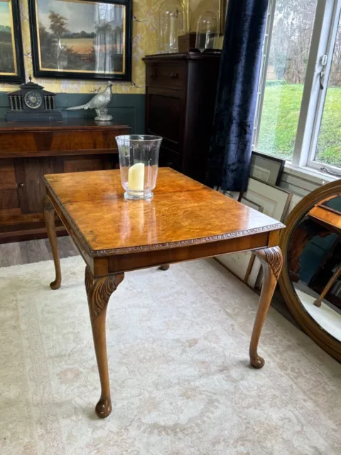 antique 1930's burr walnut extending dining table