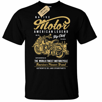 Native Motorcycle T-Shirt Mens motorbike top indian american biker