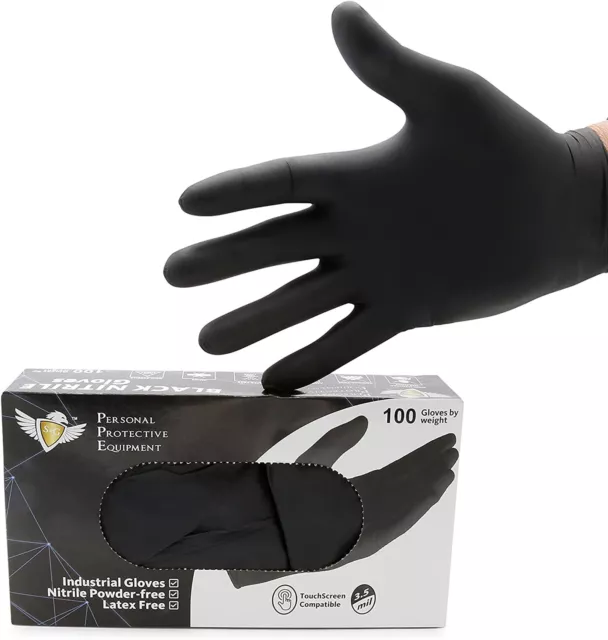 S&G Black Nitrile Gloves Latex Powder Free 3.5 Mil 100pcs 1000pcs M/L/XL Size