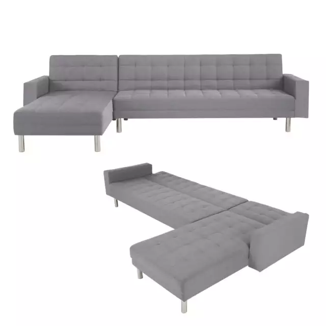 Foret 5 Seater Sofa Bed Modular Corner Lounge Recliner Chaise Couch Fabric Grey